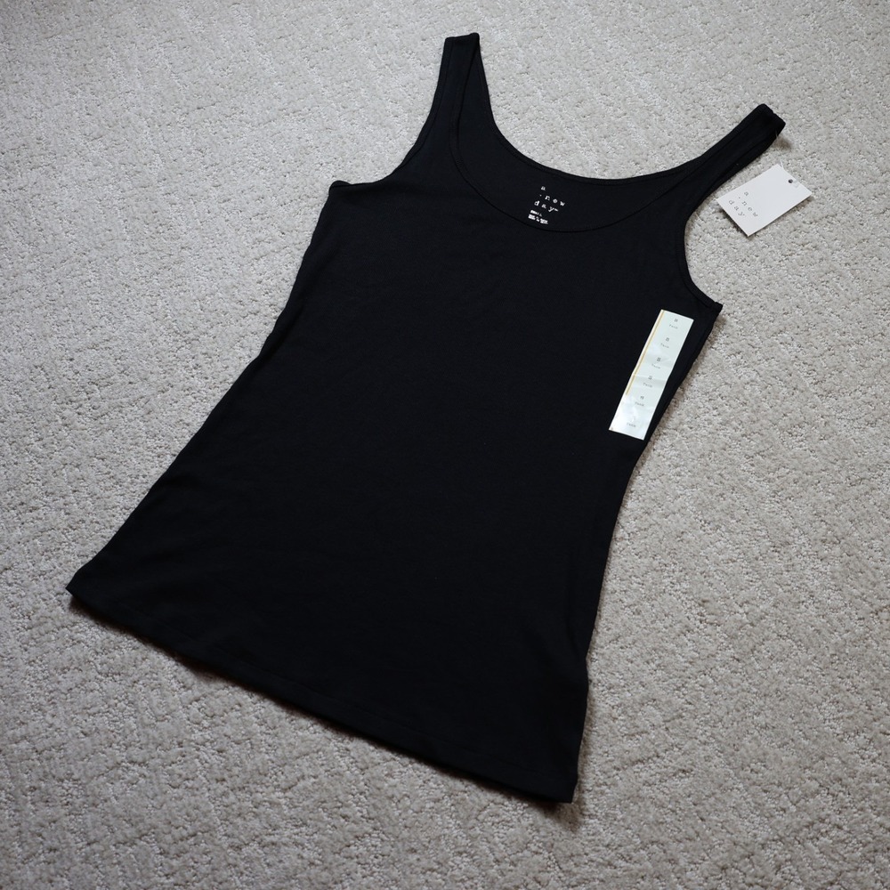 A New Day Womens Ribbed Scoop Neck Tank Top Black Z956WW Small NWT